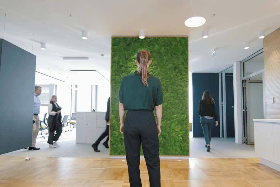 styleGREEN Mooswand im Eingangsbereich eines Offices styleGREEN Mooswand für Büros im Eingangsbereich