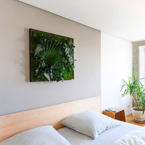 Pflanzenbild im Dschungeldesign 80x80cm Vollholz (schwarz)