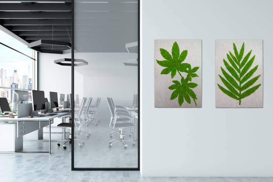 Akustikbilder fürs Büro mit Moosbild zum mieten