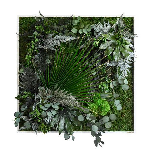 Pflanzenbild im Dschungeldesign 80x80cm Vollholz (weiß) Pflanzenbild im Dschungeldesign 80x80cm Vollholz (weiß)