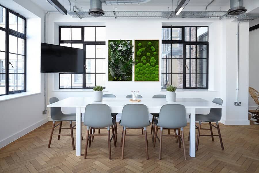 Moosbilder und Pflanzenbilder in Meetingraum