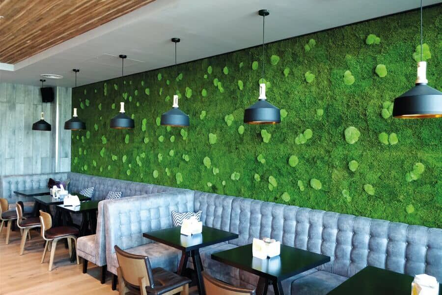 Individuelle Mooswand von styleGREEN als Dekoration für ein Restaurant Individuelle Mooswand von styleGREEN als Dekoration für ein Restaurant